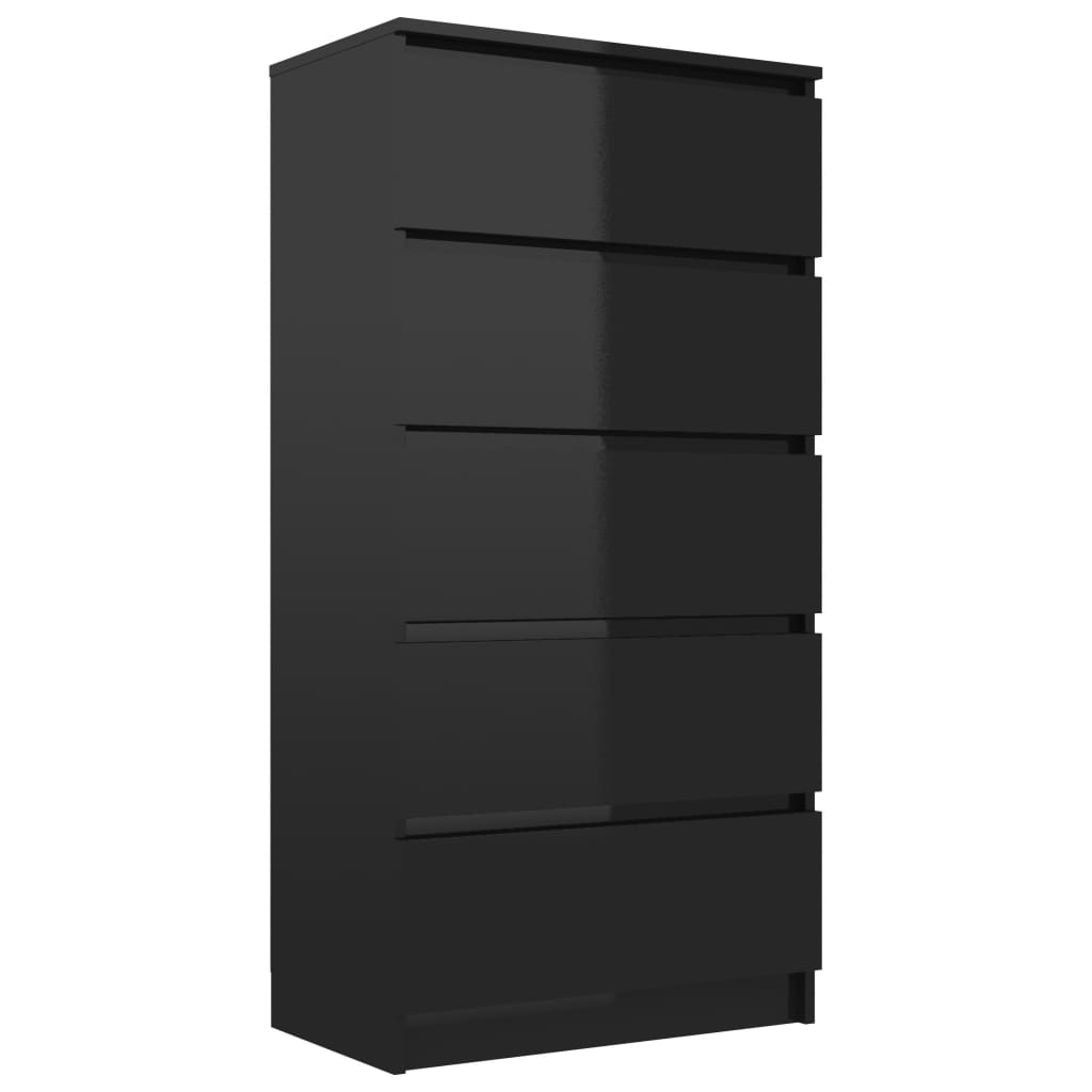 

vidaXL Drawer Sideboard High Gloss Black 23.6"x13.8"x47.6" Chipboard