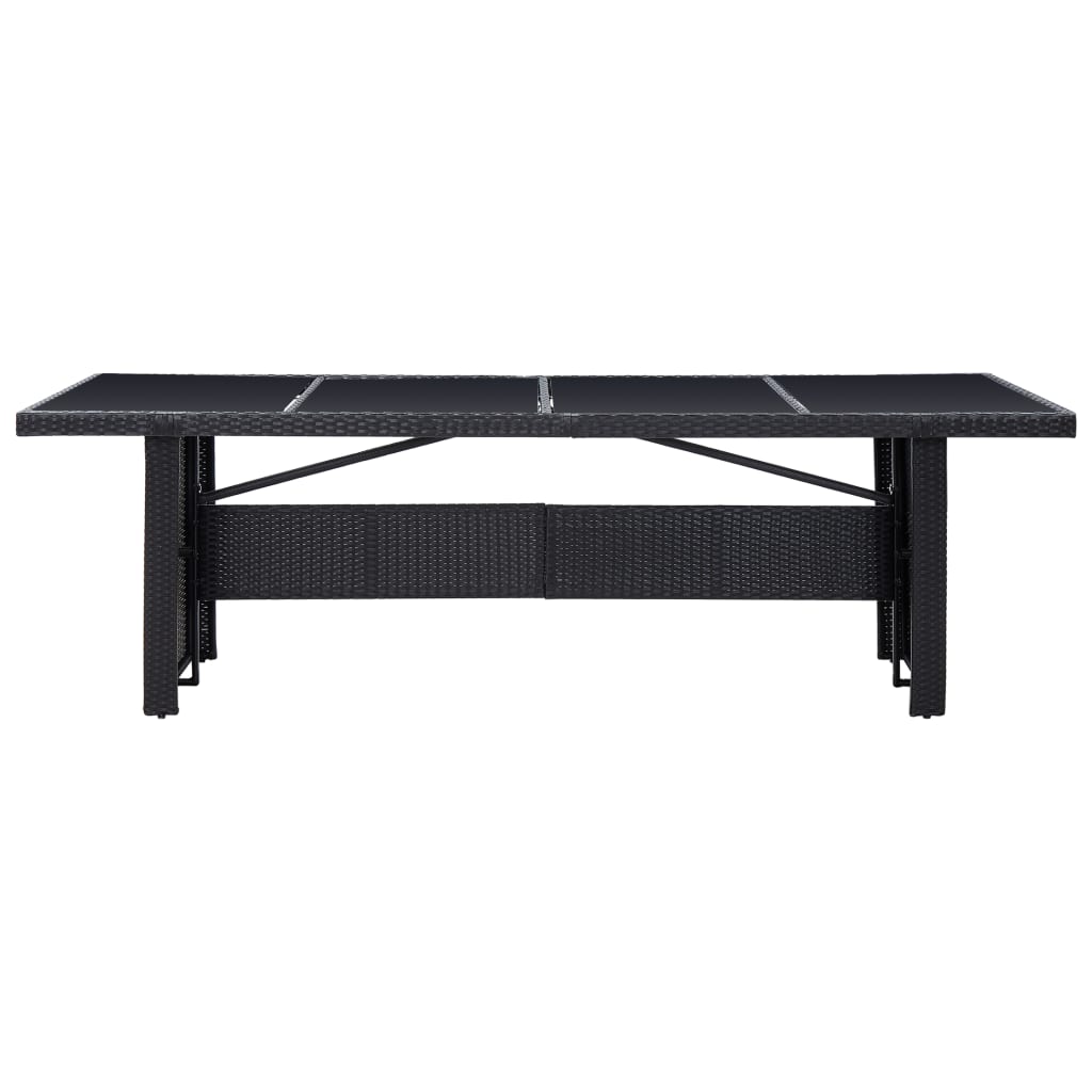 vidaXL fekete polyrattan és üveg kerti asztal 240 x 90 x 74 cm