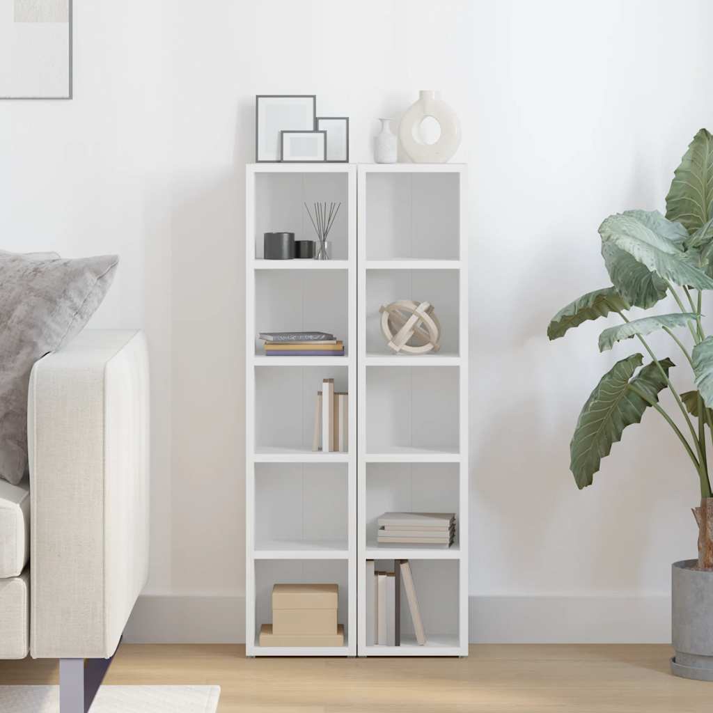 Thumbnail - vidaXL CD-Regale 2 Stk. Weiß 21x16x93,5 cm Holzwerkstoff