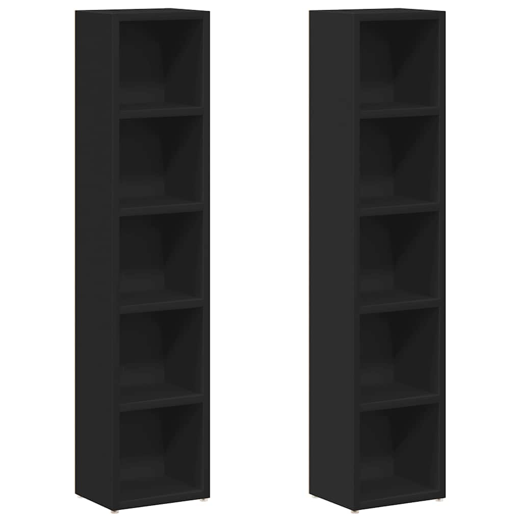 

vidaXL CD Cabinets 2 pcs Black 8.3"x6.3"x36.8" Chipboard