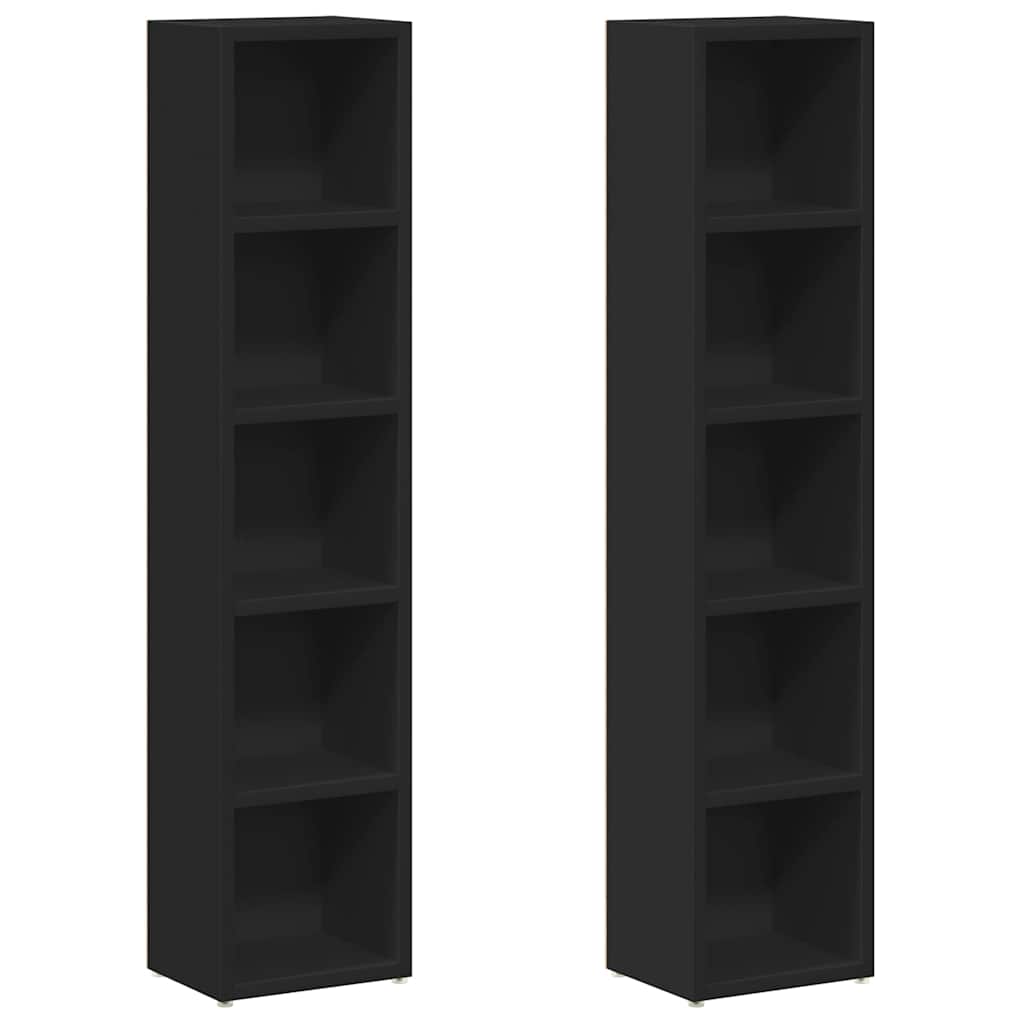 VidaXL Cd-kasten 2 St 21x16x93, 5 Spaanplaat Zwart