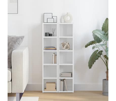 vidaXL Armoires &agrave; CD 2 pcs Blanc brillant 21x16x93,5 cm