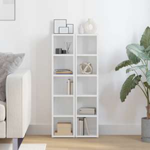 vidaXL Armoires &agrave; CD 2 pcs Blanc brillant 21x16x93,5 cm