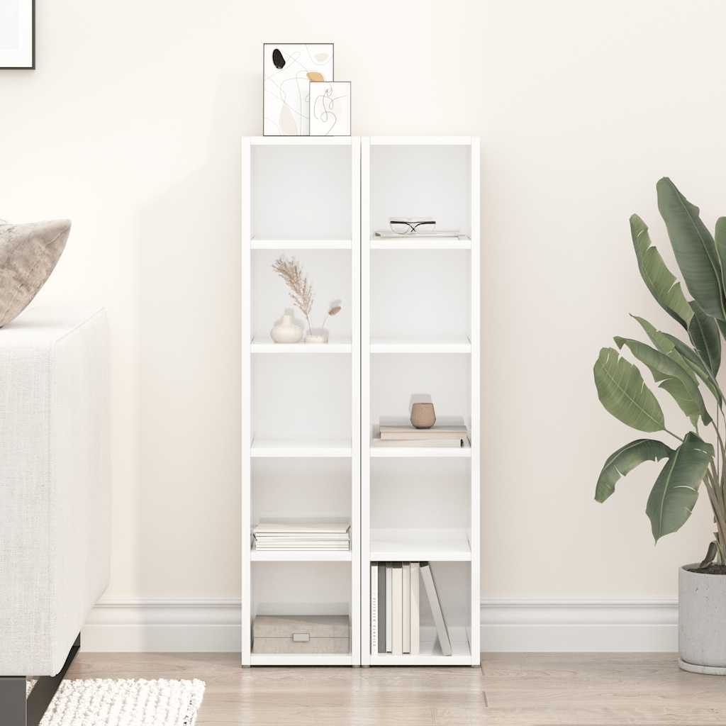 vidaXL Szafki na p�yty CD, 2 szt., wysoki po�ysk, bia�e, 21x16x93,5 cm