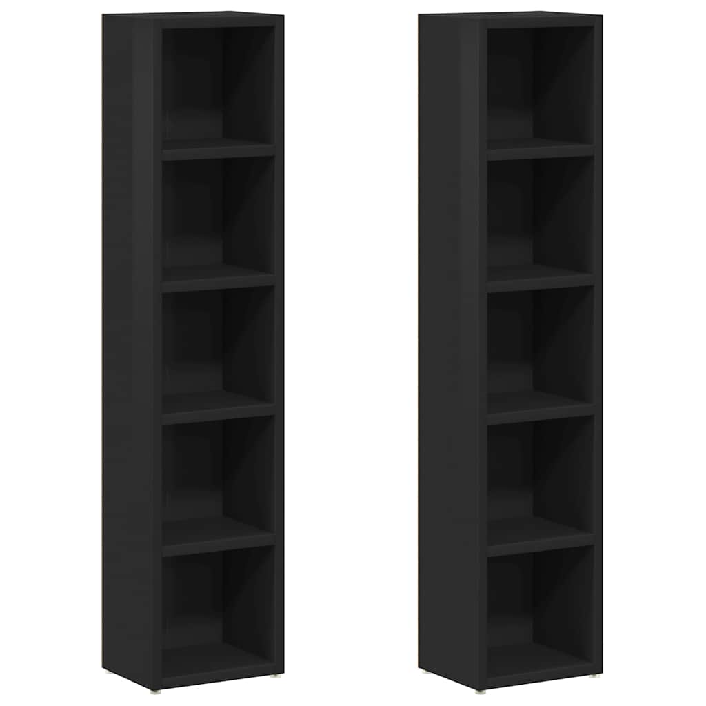 

vidaXL CD Cabinets 2 pcs High Gloss Black 8.3"x6.3"x36.8" Chipboard