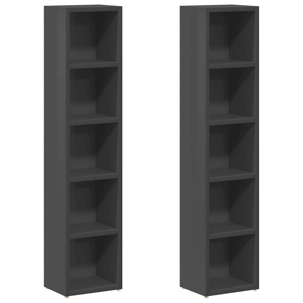 

vidaXL CD Cabinets 2 pcs High Gloss Gray 8.3"x6.3"x36.8" Chipboard