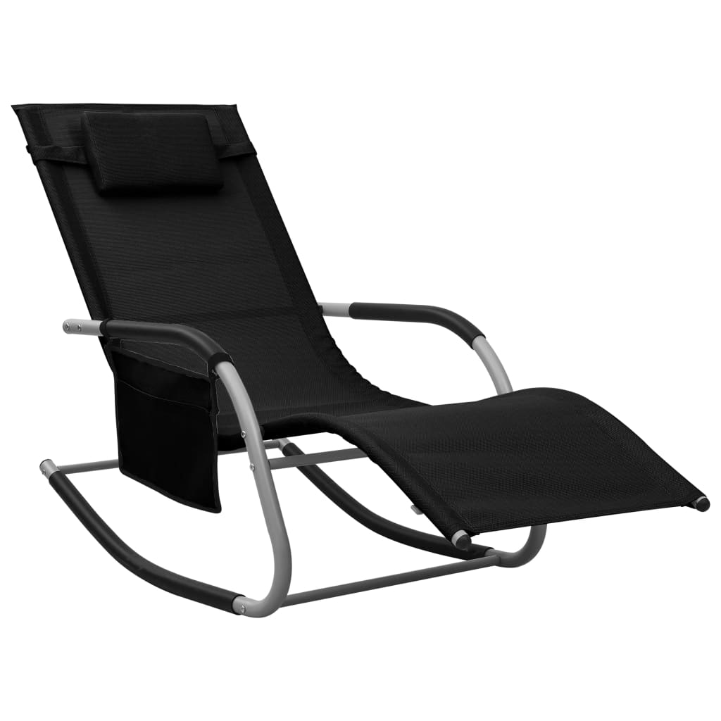 Photos - Garden Furniture VidaXL Sun Lounger Textilene Black and Gray 