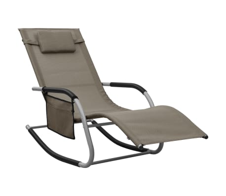 vidaXL Chaises longues lot de 2 Textil&egrave;ne Taupe et gris
