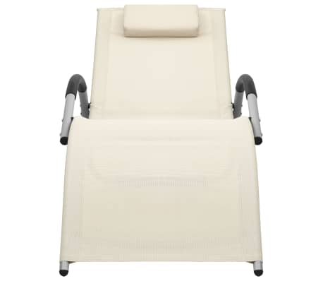 vidaXL Sun Lounger | Cream and Grey | Textilene, Aluminium, Powder-Coated Steel