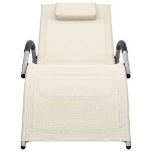 vidaXL Sun Lounger | Cream and Grey | Textilene, Aluminium, Powder-Coated Steel