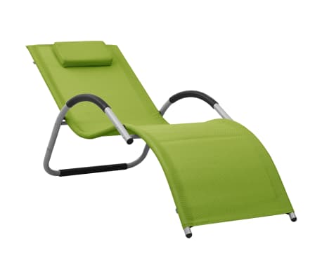 vidaXL Chaises longues Textilène 2 pcs Vert et gris