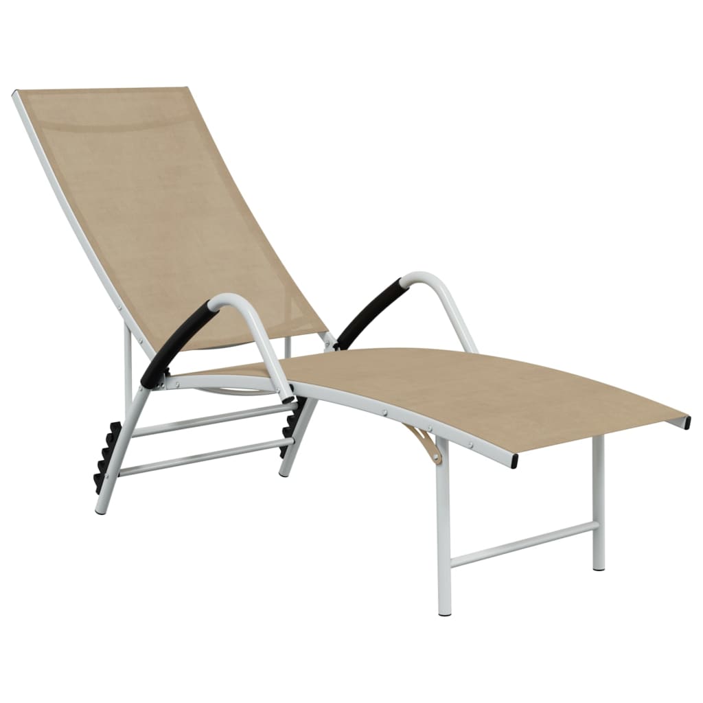 Photos - Garden Furniture VidaXL Sun Lounger Textilene and Aluminum Cream 