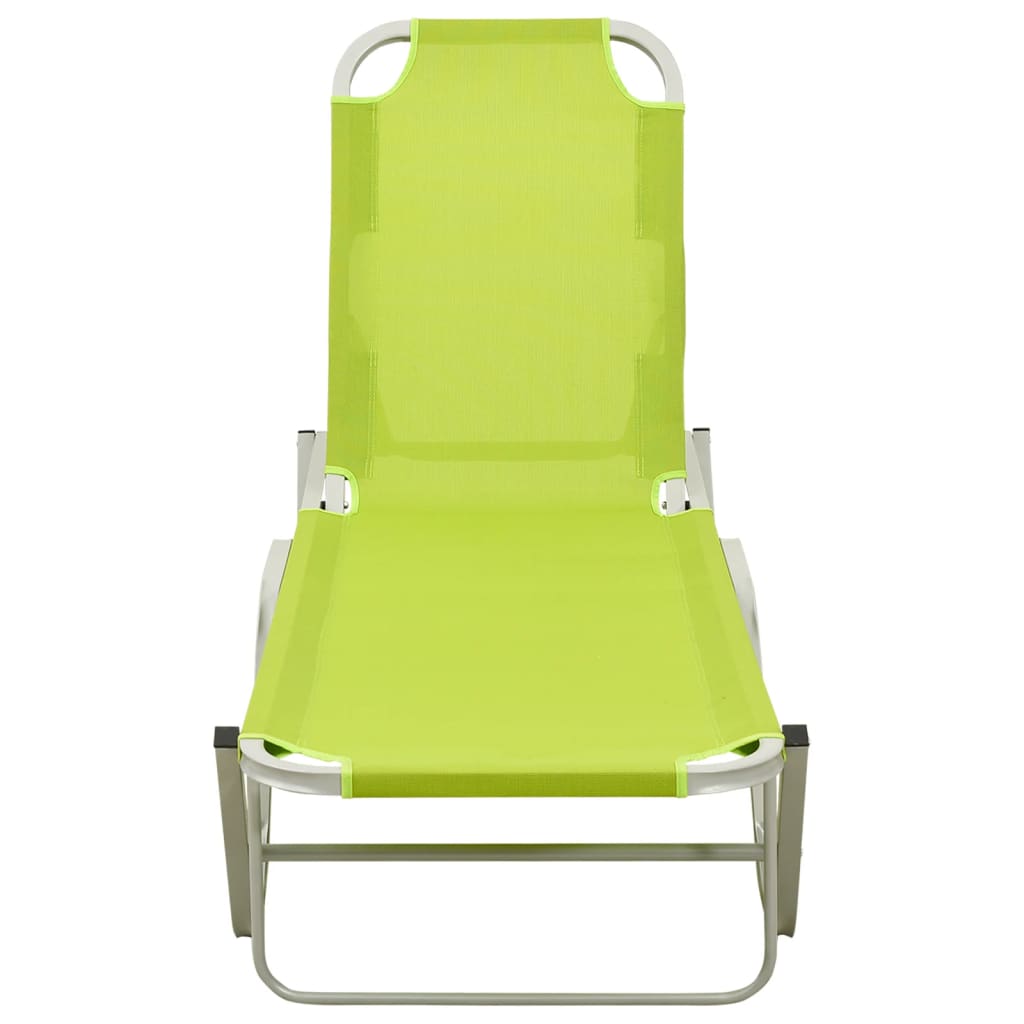 vidaXL Chaise longue aluminium et textilène vert