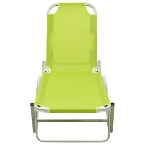 vidaXL Шезлонг, алуминий и textilene, зелен