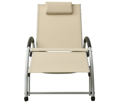 vidaXL Ležalnik z vzglavnikom tekstil krem