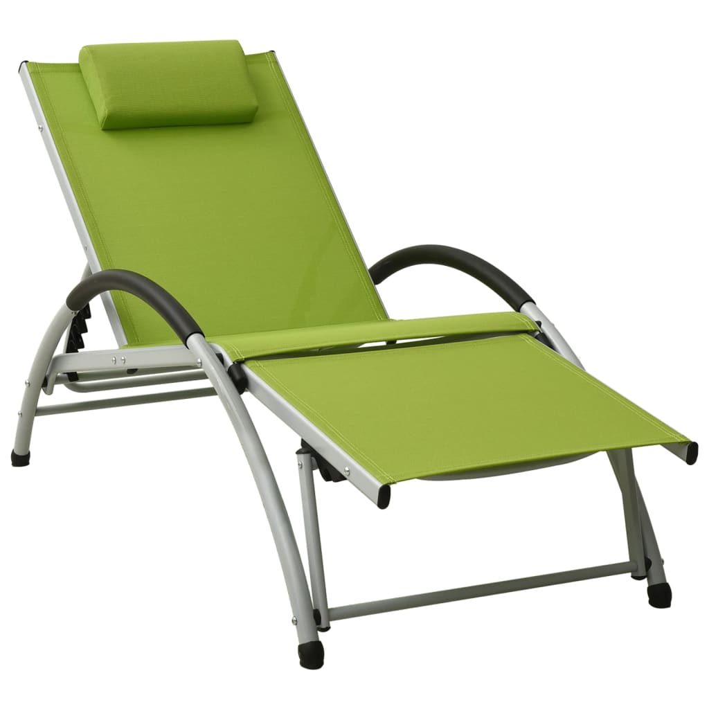 vidaXL 310532 Sun Lounger with Pillow Textilene Green