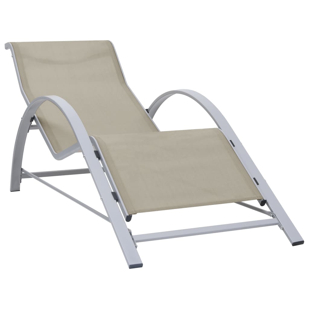 vidaXL Chaise longue Textilène et aluminium Crème