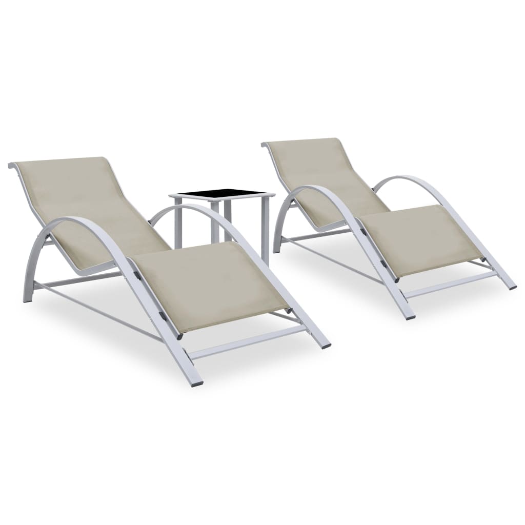 Photos - Garden Furniture VidaXL Sun Loungers 2 pcs with Table Aluminum Cream 