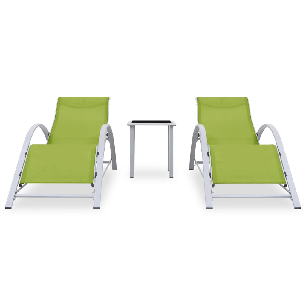 

vidaXL Ligbedden 2 st met tafel aluminium groen
