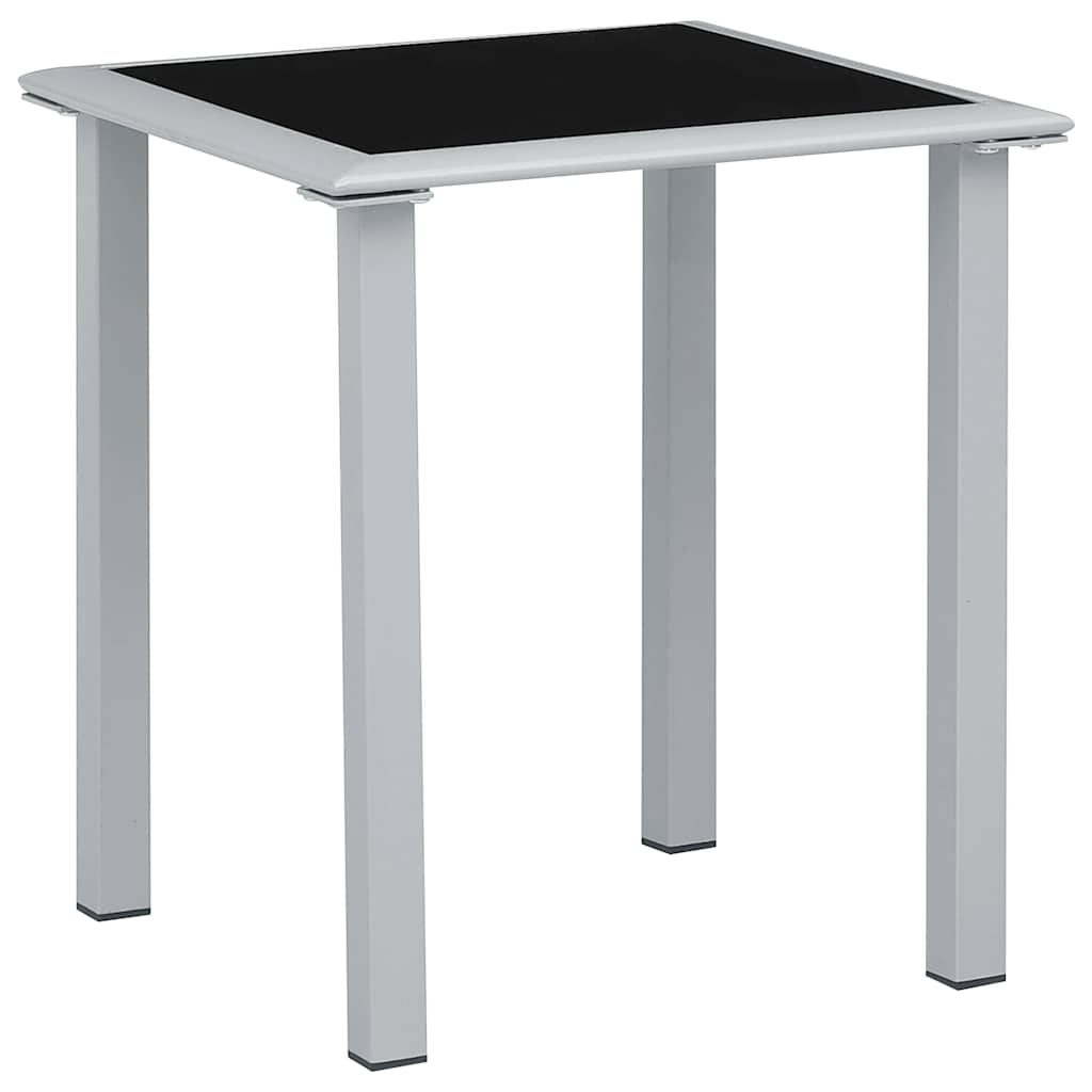 vidaXL Tr&auml;dg&aring;rdsbord svart och silver 41x41x45 cm st&aring;l och glas