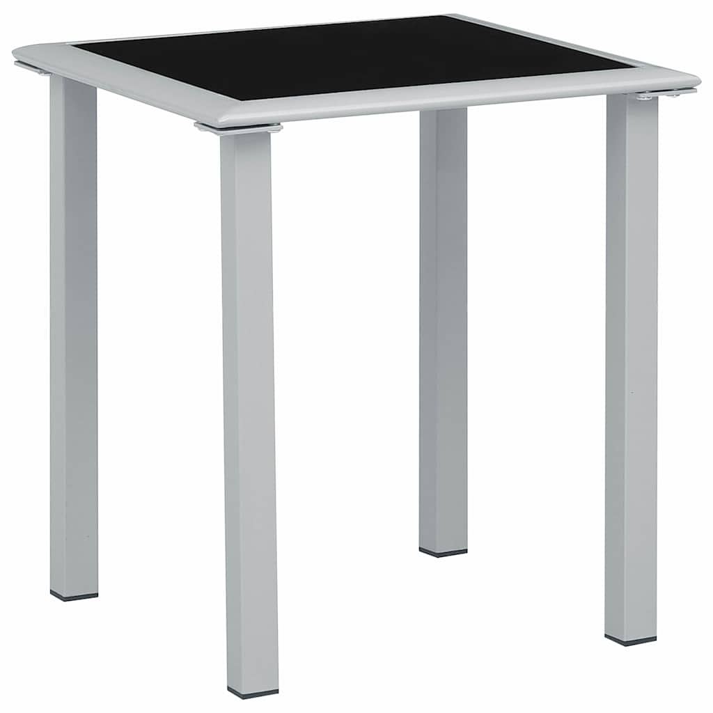 vidaXL Tr&auml;dg&aring;rdsbord svart och silver 41x41x45 cm st&aring;l och glas