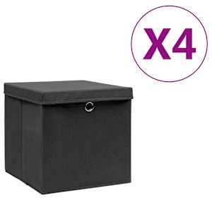 vidaXL hoiukastid kaanega 4 tk, 28 x 28 x 28 cm, must