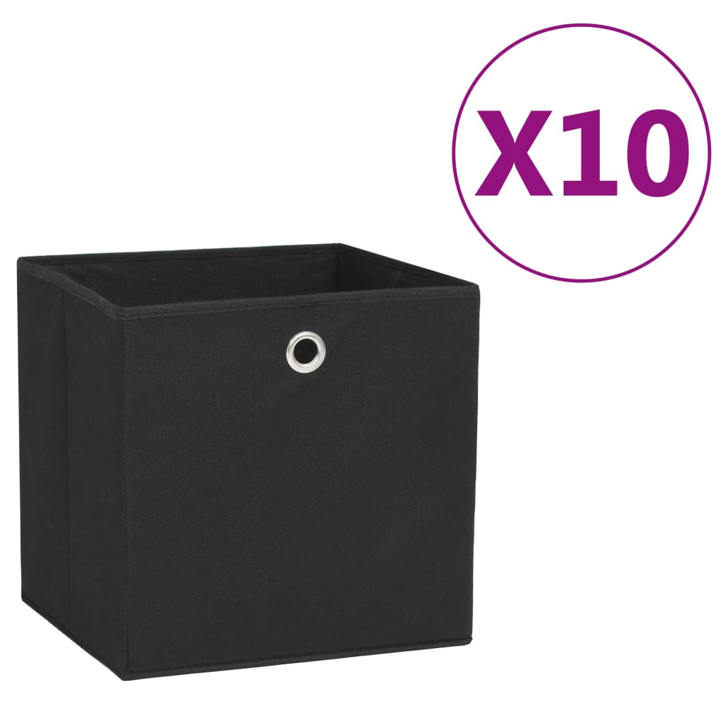 vidaXL opbevaringskasser 10 stk. ikke-vævet stof 28x28x28 cm sort