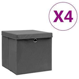 Úložné boxy s víky 4 ks 28 x 28 x 28 cm šedé - obrázek 1