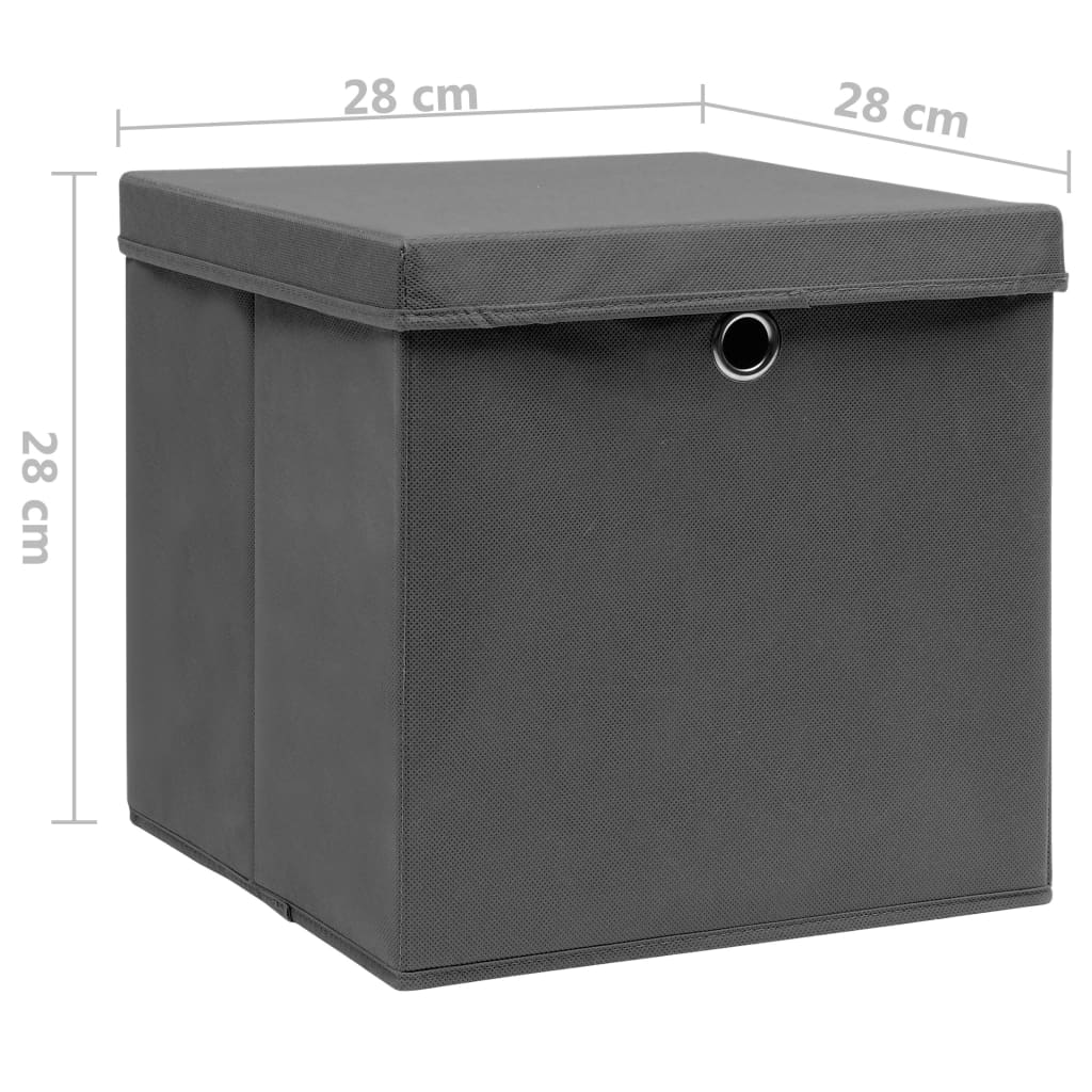 Aufbewahrungsboxen mit Deckeln 4 Stk. 28x28x28 cm Grau - Urban Lifestyle