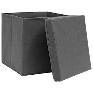 Úložné boxy s víky 4 ks 28 x 28 x 28 cm šedé - obrázek 3