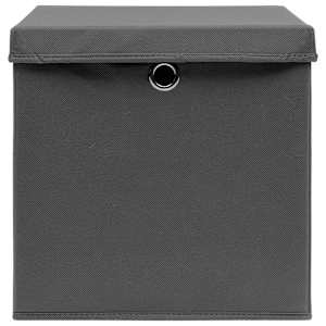 Úložné boxy s víky 4 ks 28 x 28 x 28 cm šedé - obrázek 4