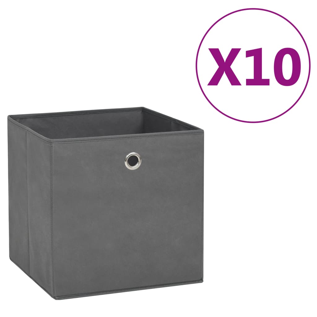vidaXL Cutii depozitare, 10 buc., gri, 28x28x28 cm, material nețesut vidaxl.ro