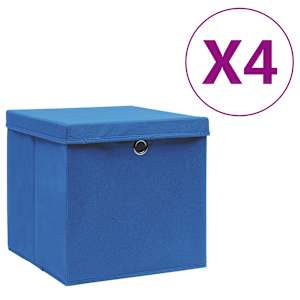 Škatle s pokrovi 4 kosi 28x28x28 cm modre