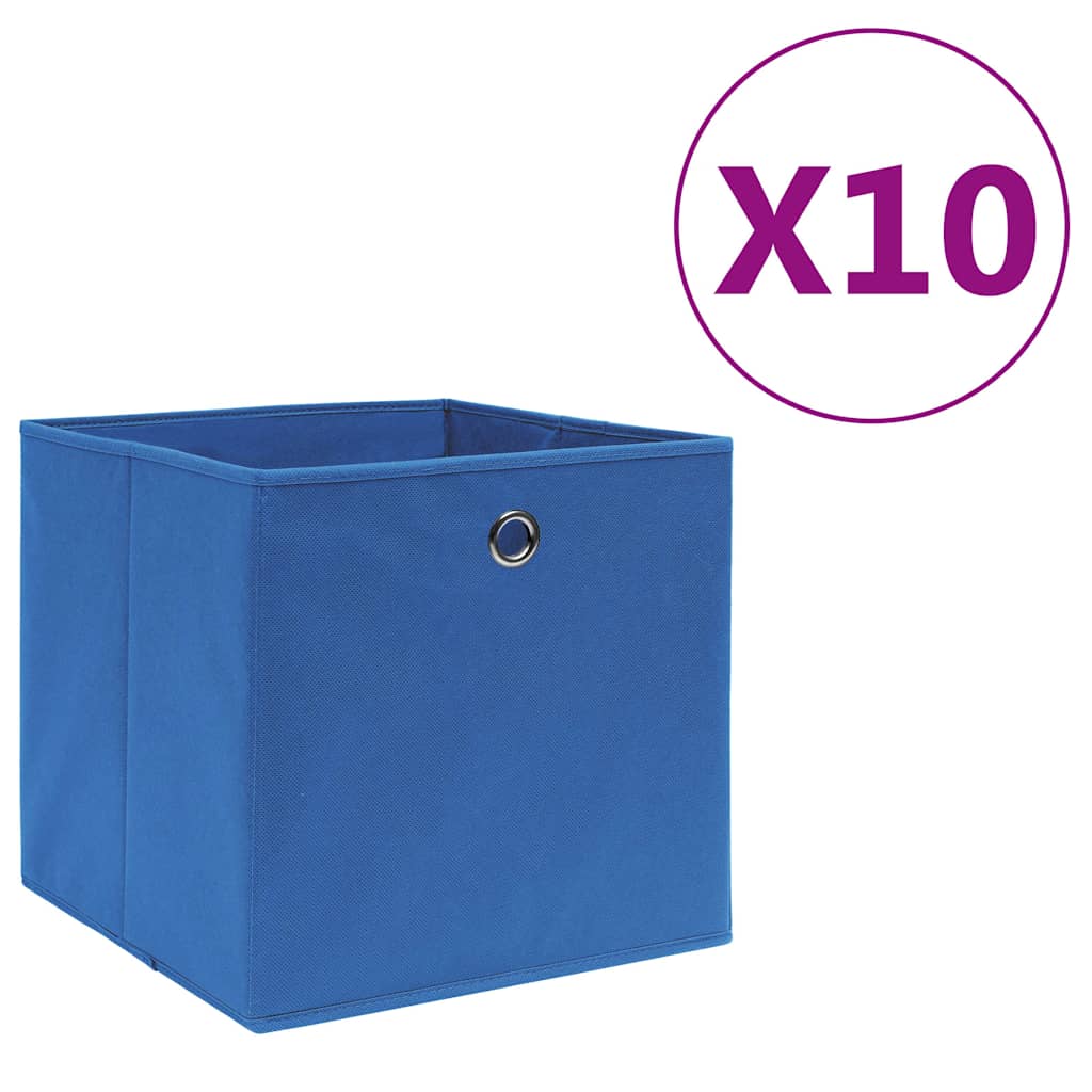 vidaXL Förvaringslådor 10 st non-woven tyg 28x28x28 cm blå