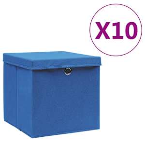 Úložné boxy s víky 10 ks 28 x 28 x 28 cm modré - obrázek 1