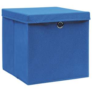 Úložné boxy s víky 10 ks 28 x 28 x 28 cm modré - obrázek 2