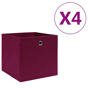 vidaXL mittekootud kangast hoiukastid 4 tk, 28x28x28 cm, tumepunane