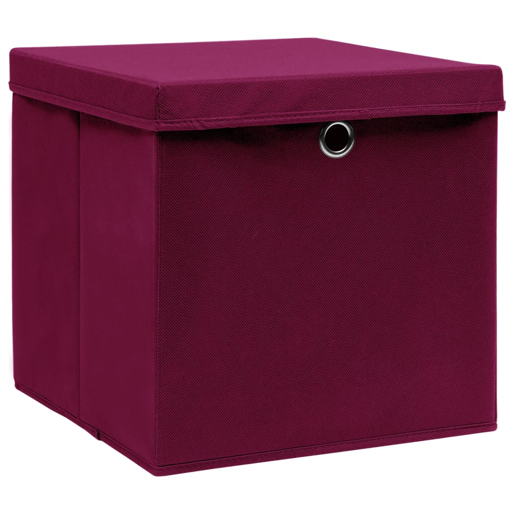 vidaXL Aufbewahrungsboxen mit Deckeln 4 Stk. 28x28x28 cm Dunkelrot