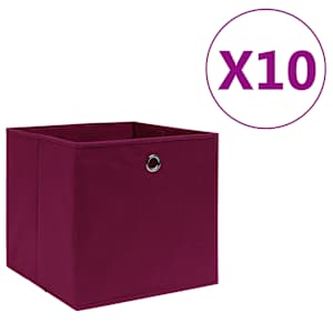 Úložné boxy 10 ks netkaná textilie 28x28x28 cm tmavě červené - obrázek 1