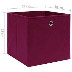 Úložné boxy 10 ks netkaná textilie 28x28x28 cm tmavě červené - obrázek 5
