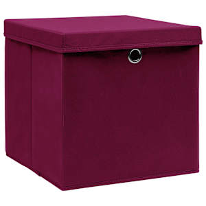 Úložné boxy s víky 10 ks 28 x 28 x 28 cm tmavě červené - obrázek 2