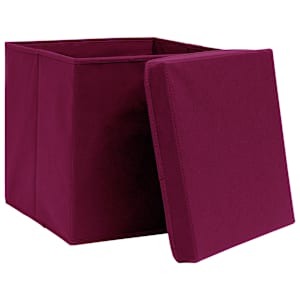 Úložné boxy s víky 10 ks 28 x 28 x 28 cm tmavě červené - obrázek 3
