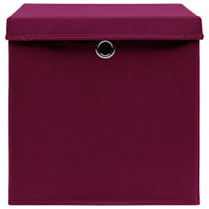 Úložné boxy s víky 10 ks 28 x 28 x 28 cm tmavě červené - obrázek 4