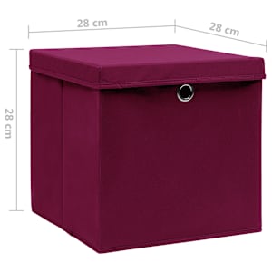 Úložné boxy s víky 10 ks 28 x 28 x 28 cm tmavě červené - obrázek 6