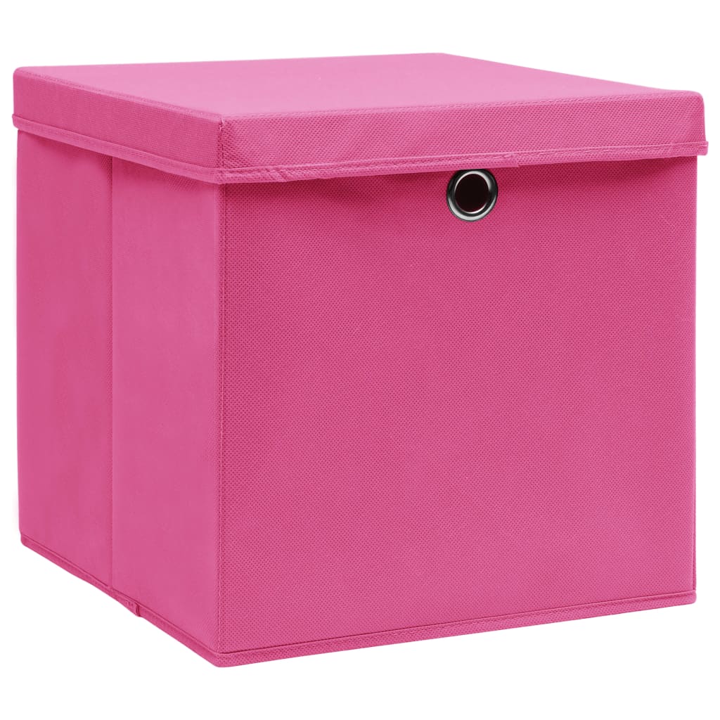 vidaXL Úložné boxy s víky 4 ks 28 x 28 x 28 cm růžové