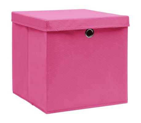 vidaXL Úložné boxy s víky 4 ks 28 x 28 x 28 cm růžové