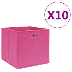 Úložné boxy 10 ks netkaná textilie 28 x 28 x 28 cm růžové - obrázek 1