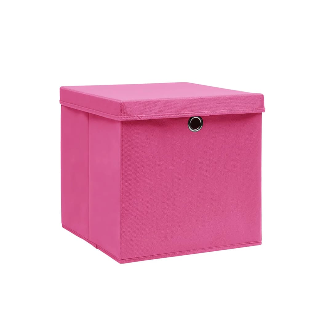 

vidaXL Opbergboxen met deksels 10 st 28x28x28 cm roze