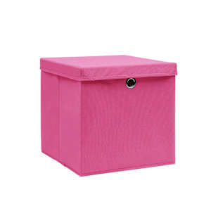 Úložné boxy s víky 10 ks 28 x 28 x 28 cm růžové - obrázek 2