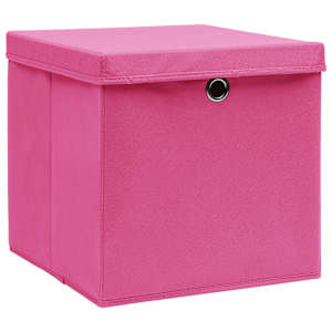 Úložné boxy s víky 10 ks 28 x 28 x 28 cm růžové - obrázek 3